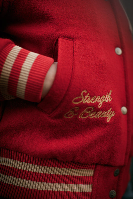 Damsons Nancy Baseball Jacket Vintage Red