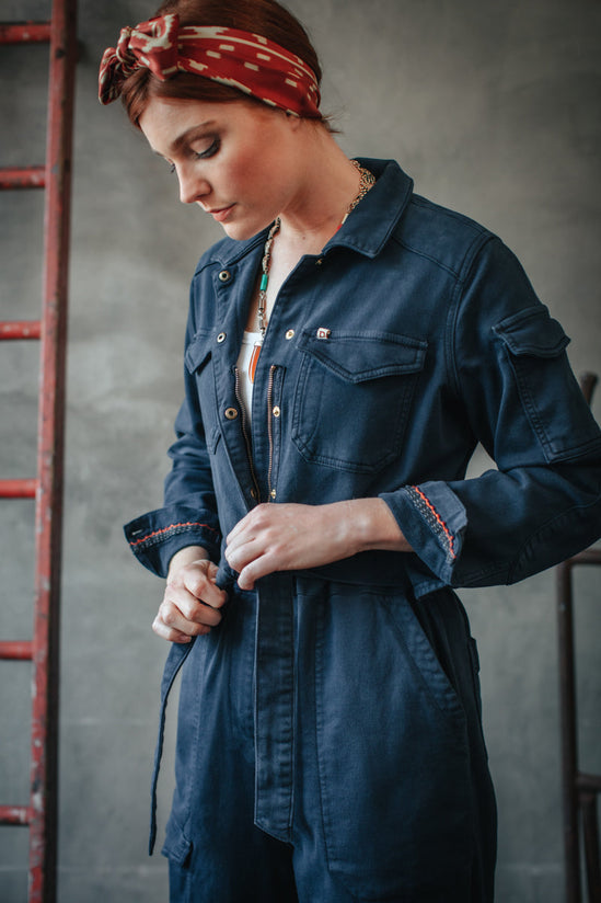 Damsons Sky Jumpsuit Utility Navy