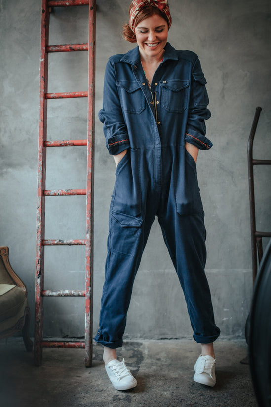 Damsons Sky Jumpsuit Utility Navy