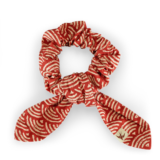 Damsons Waves Scrunchie Hair Tie Red