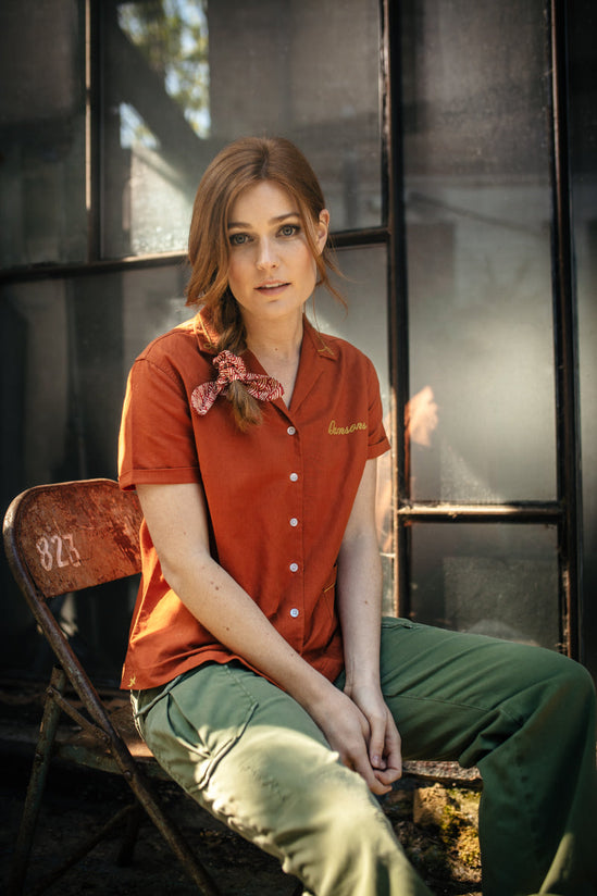 Damsons Waves Scrunchie Hair Tie Red