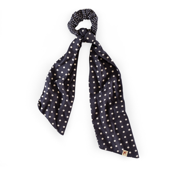 Damsons Multi Dot Scrunchie Headscarf Navy