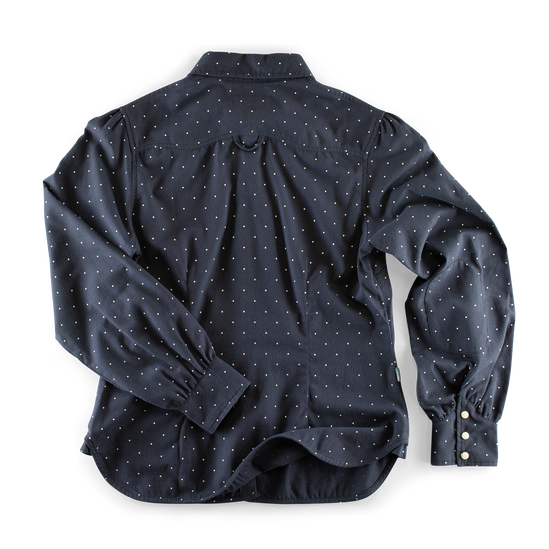 Damsons Western Shirt Navy Polka Dot