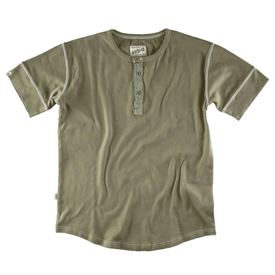 The New Elder Henley Short Sleeve Shirt Army Green