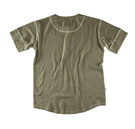 The New Elder Henley Short Sleeve Shirt Army Green