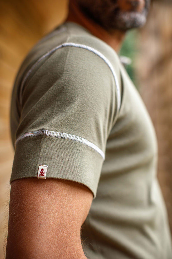 The New Elder Henley Short Sleeve Shirt Army Green