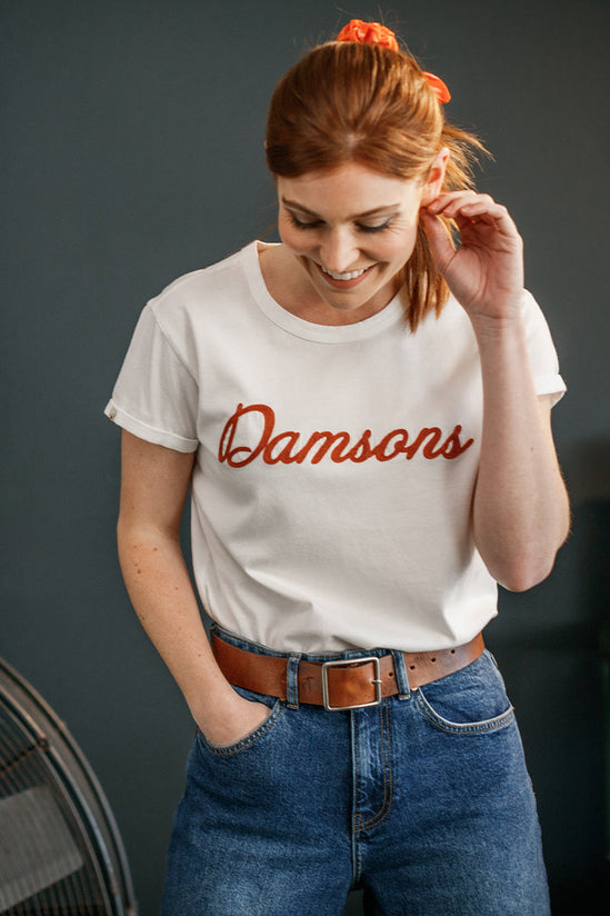 Damsons Red Logo T-Shirt White