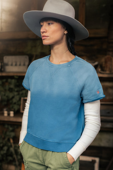 Damsons Cut Crew Sweatshirt Blue Ombrë