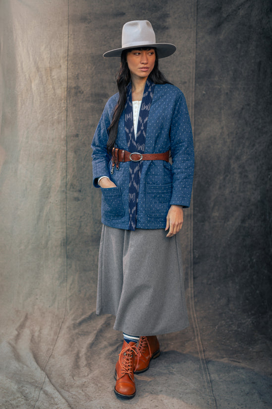 Damsons Hanten Quilted Jacket Indigo