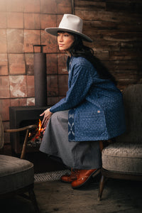 Damsons Hanten Quilted Jacket Indigo