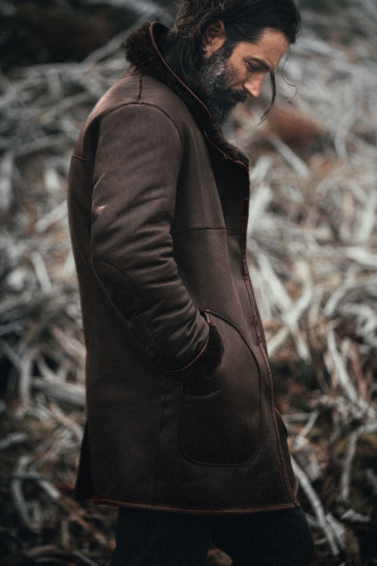 ROGUE by &SONS Jeremiah Reversible Shearling Coat Brown
