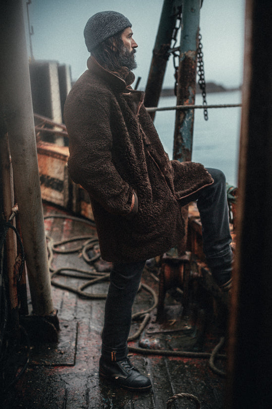 ROGUE by &SONS Jeremiah Reversible Shearling Coat Brown