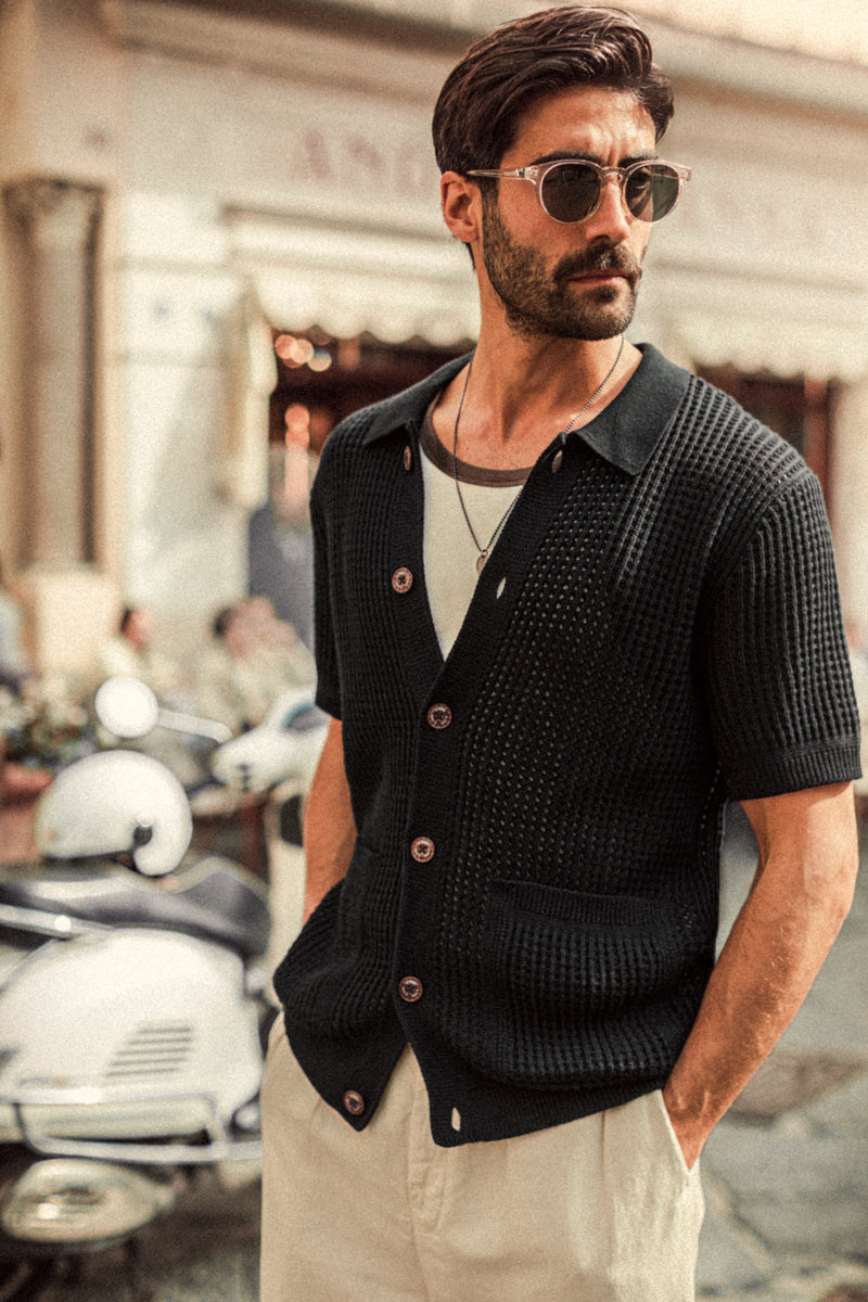Santo Crochet Shirt Black