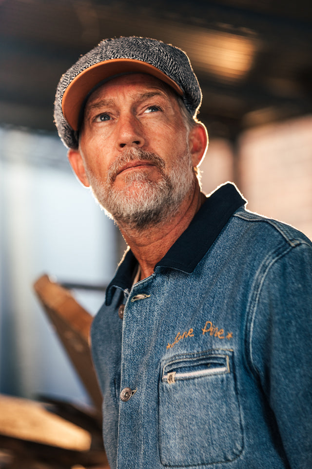 Thompson Baker Boy Hat- Grey Herringbone