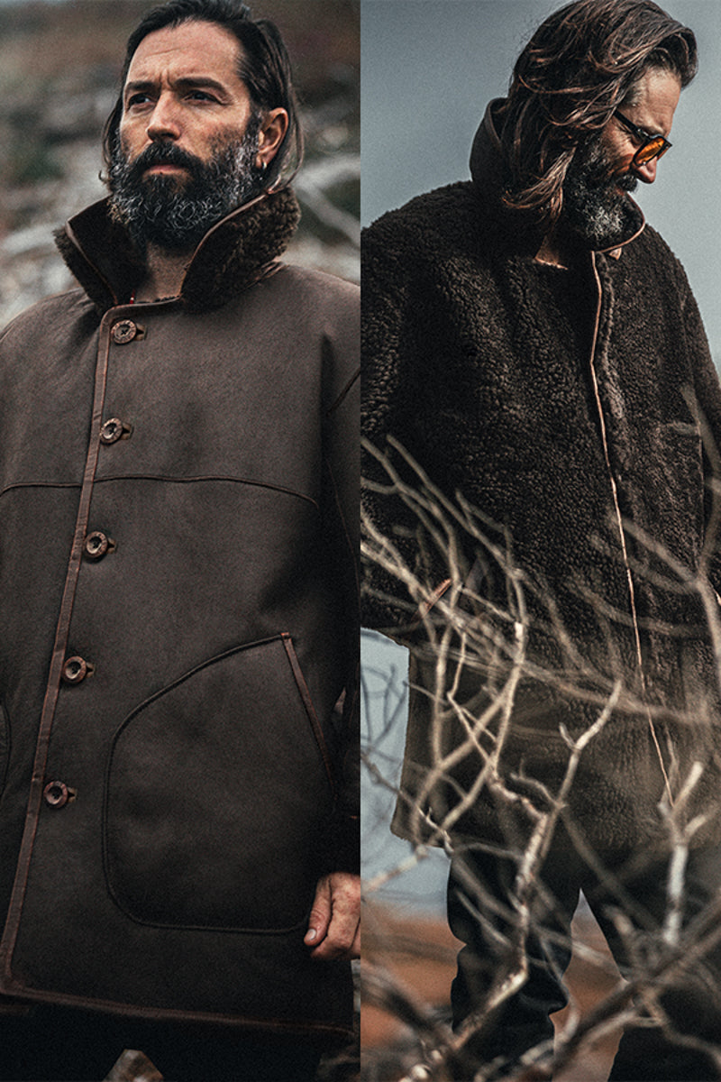 ROGUE by &SONS Jeremiah Reversible Shearling Coat Brown