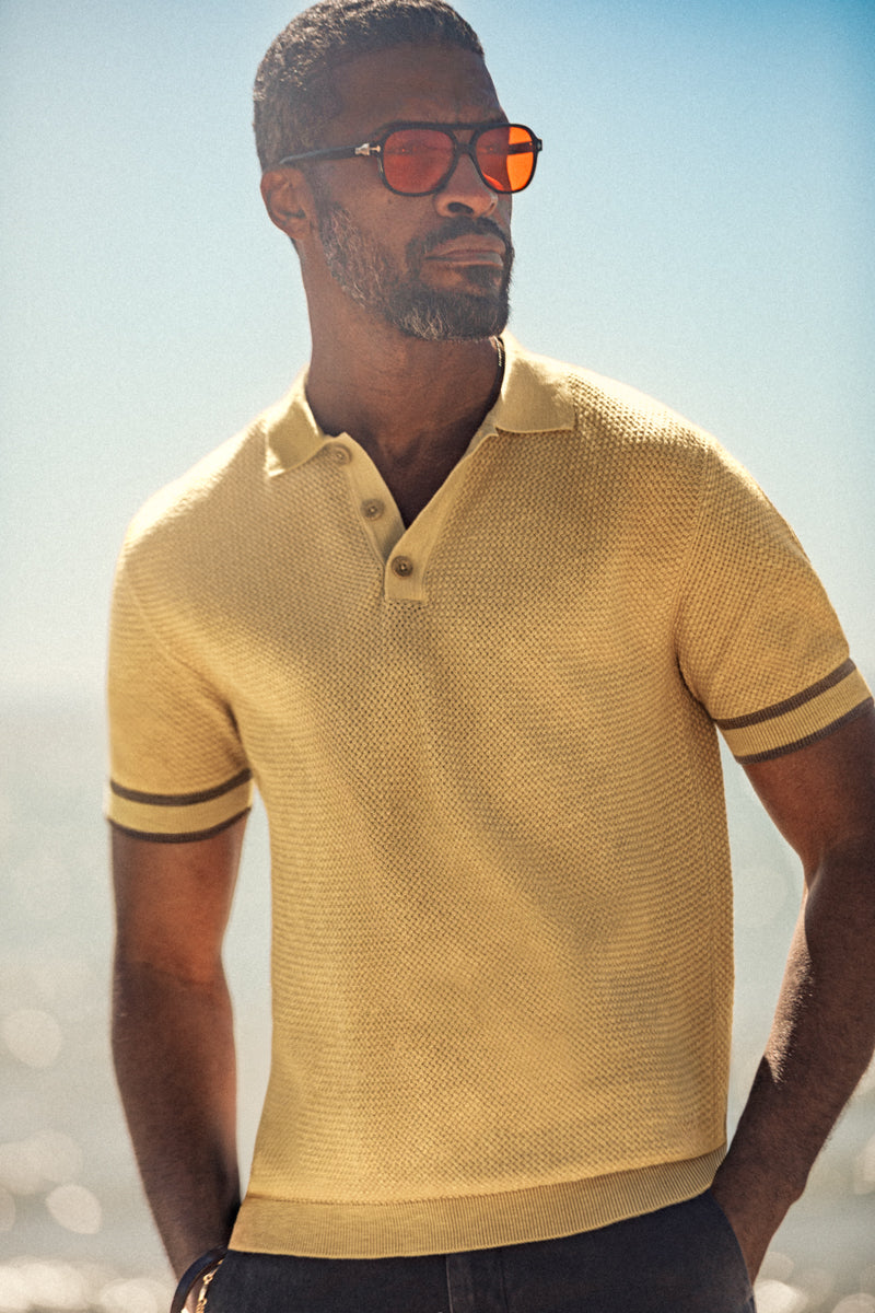 Dempsey Knitted Polo Tan
