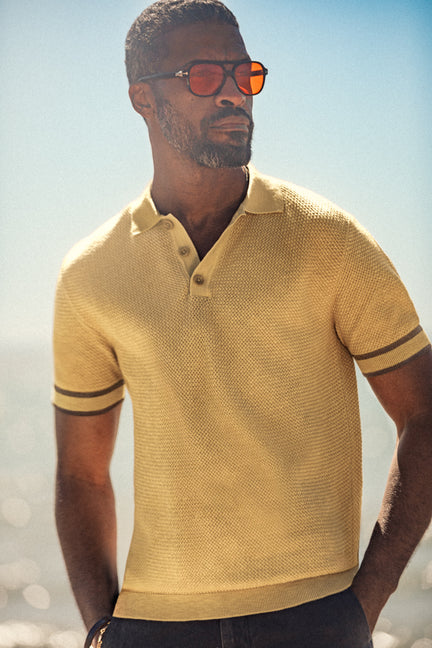 Dempsey Knitted Polo Tan
