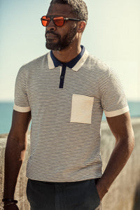 Oban Stripe Polo Navy / Raw