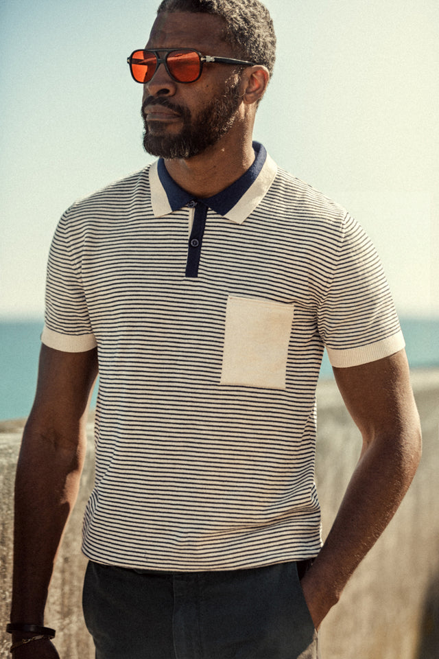Oban Stripe Polo Navy / Raw