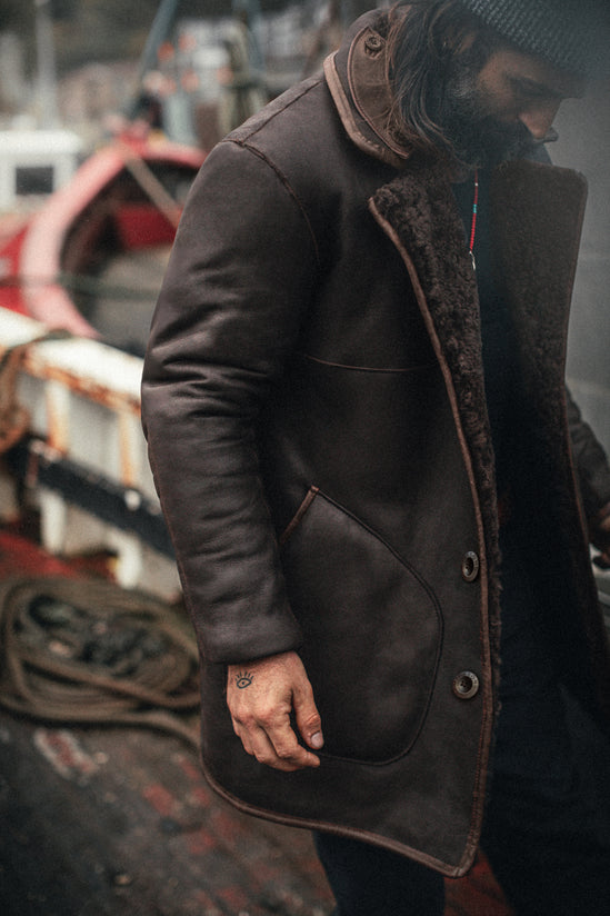 ROGUE by &SONS Jeremiah Reversible Shearling Coat Brown