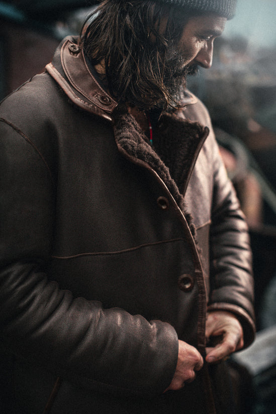 ROGUE by &SONS Jeremiah Reversible Shearling Coat Brown