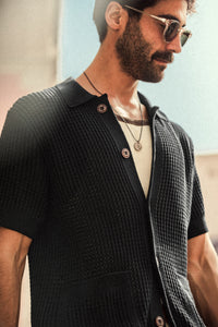 Santo Crochet Shirt Black