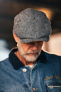 Thompson Baker Boy Hat- Grey Herringbone