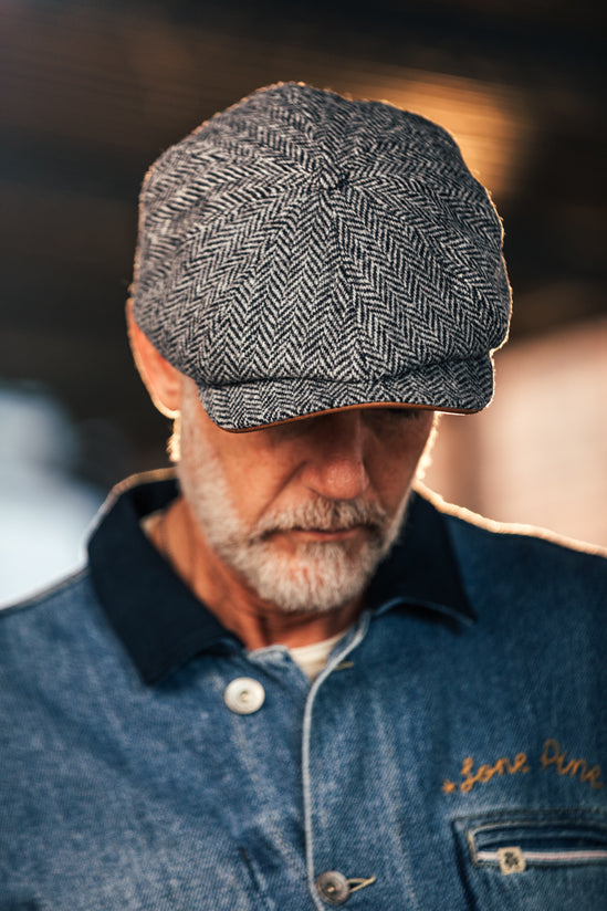 Thompson Baker Boy Hat- Grey Herringbone