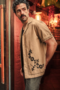 Luca Embroidered Shirt Tan