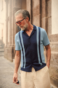 Milano Knitted Polo Shirt Blue