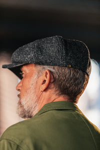 Thompson Baker Boy Hat- Black Herringbone