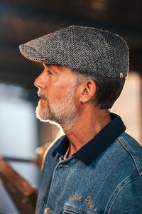 Thompson Baker Boy Hat- Grey Herringbone