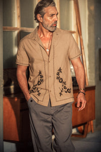 Luca Embroidered Shirt Tan