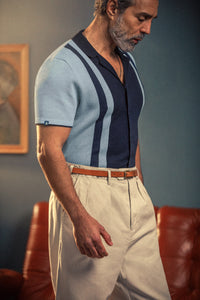 Milano Knitted Polo Shirt Blue