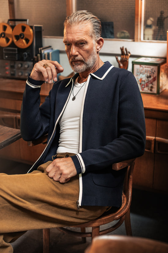 Brunswick Zip-Through Cardigan Navy