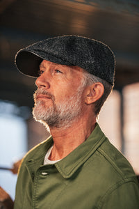 Thompson Baker Boy Hat- Black Herringbone