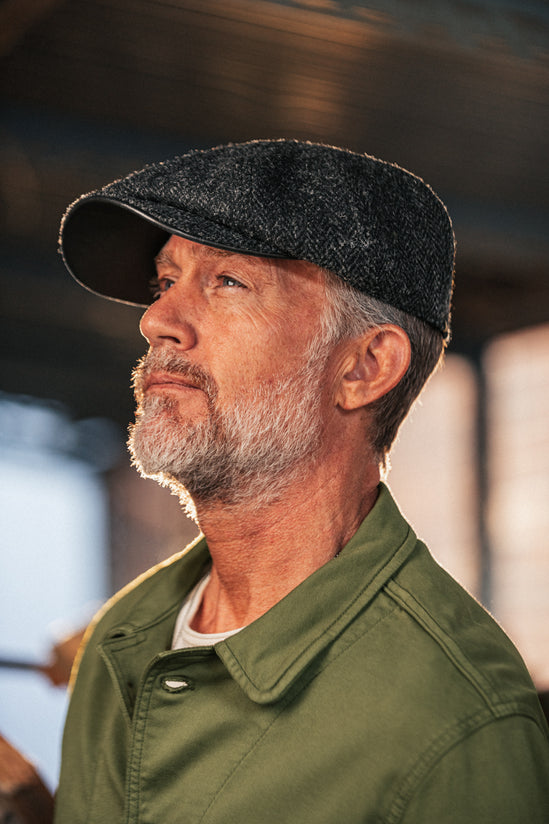 Thompson Baker Boy Hat- Black Herringbone