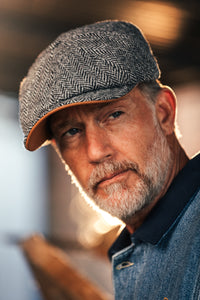 Thompson Baker Boy Hat- Grey Herringbone