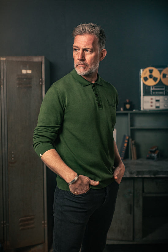 Cedar Knitted Polo Green