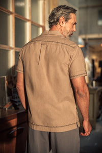 Luca Embroidered Shirt Tan