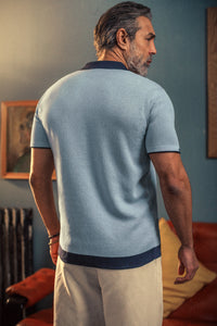 Milano Knitted Polo Shirt Blue