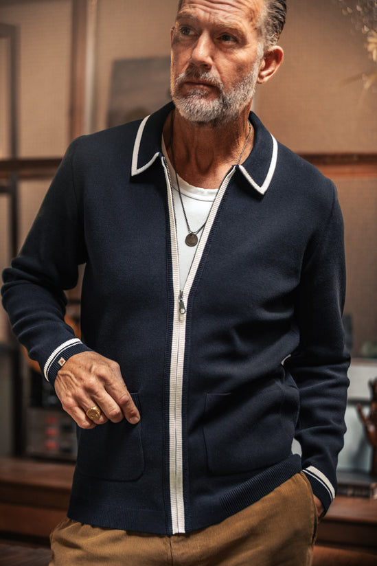 Brunswick Zip-Through Cardigan Navy
