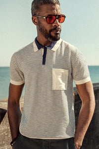 Oban Stripe Polo Navy / Raw