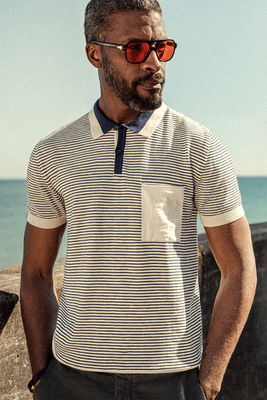 Oban Stripe Polo Navy / Raw