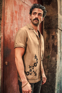 Luca Embroidered Shirt Tan