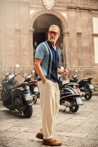 Milano Knitted Polo Shirt Blue