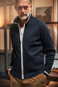 Brunswick Zip-Through Cardigan Navy