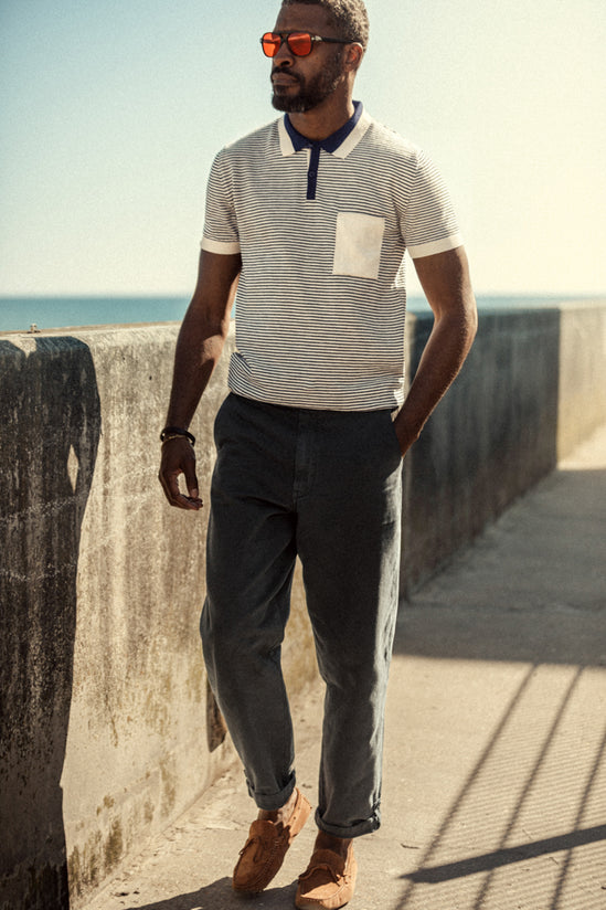 Oban Stripe Polo Navy / Raw