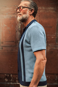 Milano Knitted Polo Shirt Blue