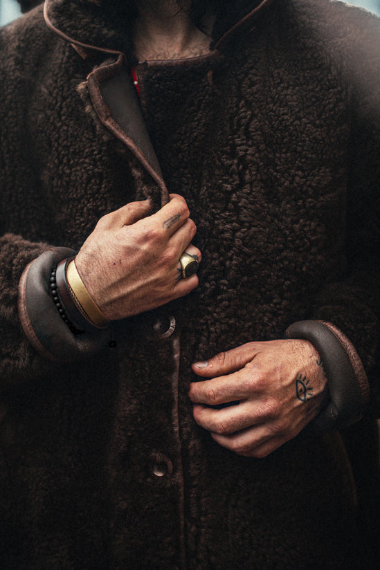 ROGUE by &SONS Jeremiah Reversible Shearling Coat Brown